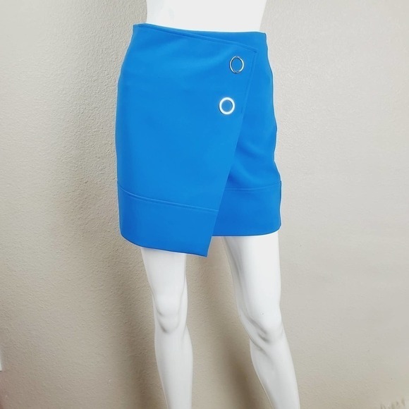 H&M Asymmetrical Wrap Mini Skirt Blue, Size 4 Y2K Flirty Vibes NWT Feminine Chic - Picture 10 of 11
